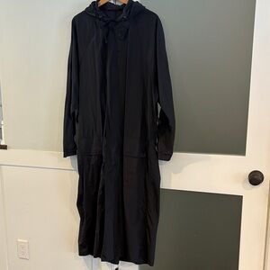 Industria Made in Italy Black Hooded Long Rain Coat Size Medium